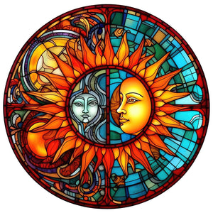 Sun And Moon Glass Painting 30*30CM (canvas) Full Round Drill Diamond Painting