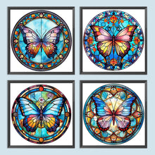 Load image into Gallery viewer, Butterfly Glass Painting 30*30CM (canvas) Full Round Drill Diamond Painting
