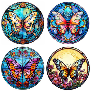 Butterfly Glass Painting 30*30CM (canvas) Full Round Drill Diamond Painting