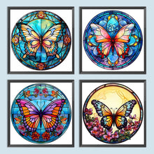 Load image into Gallery viewer, Butterfly Glass Painting 30*30CM (canvas) Full Round Drill Diamond Painting
