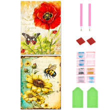 Load image into Gallery viewer, Butterfly Bee And Flower 30*40CM (canvas) Full Round Drill Diamond Painting
