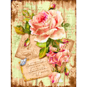 Roses And Letters 30*40CM (canvas) Full Round Drill Diamond Painting