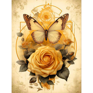 Roses And Letters 30*40CM (canvas) Full Round Drill Diamond Painting