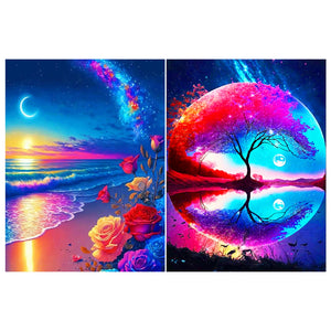 Dreamy Tree And Seaside 30*40CM (canvas) Full Round Drill Diamond Painting