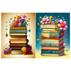 Flowers And Books 30*40CM (canvas) Full Round Drill Diamond Painting