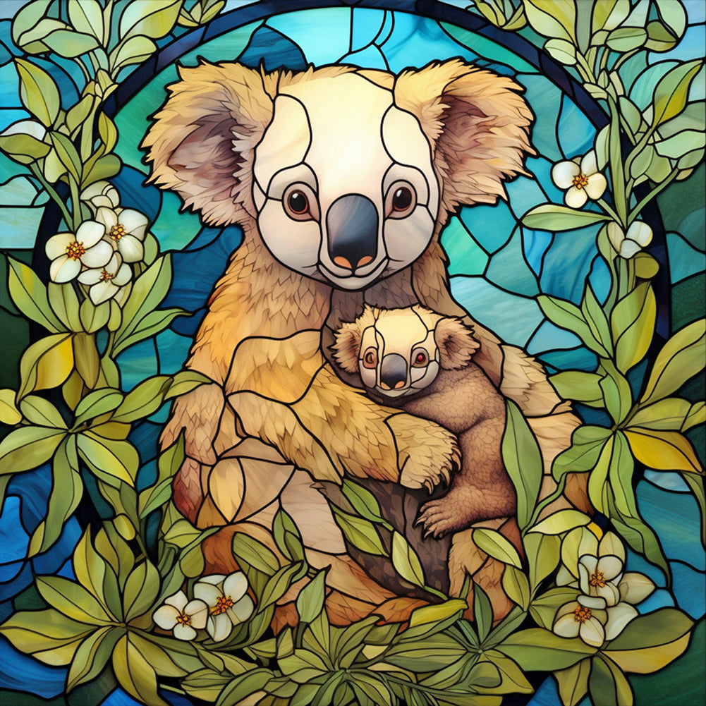 Koala Glass Painting 40*40CM (canvas) Full Round Drill Diamond Painting