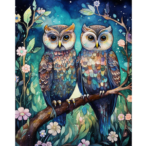 Forest Owl 40*50CM (canvas) Full Round Drill Diamond Painting