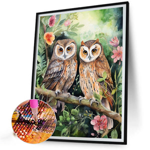 Forest Owl 40*50CM (canvas) Full Round Drill Diamond Painting