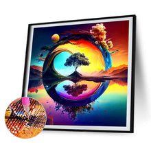 Load image into Gallery viewer, Lone Tree Moon Night Ancient Clock And Star Cup 30*30CM (canvas) Full Round Drill Diamond Painting
