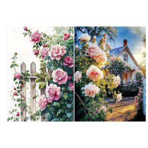 Flower Fence 30*40CM (canvas) Full Round Drill Diamond Painting