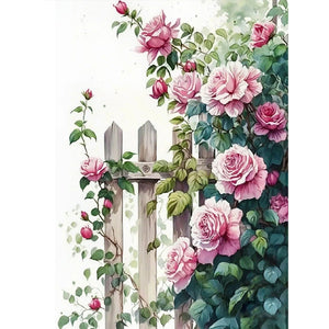 Flower Fence 30*40CM (canvas) Full Round Drill Diamond Painting