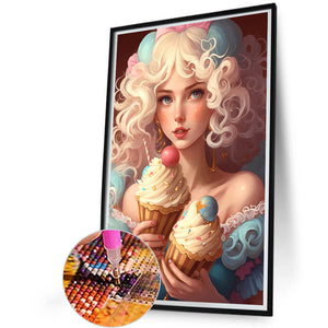Ice Cream Girl 40*60CM (canvas) Full Round AB Drill Diamond Painting