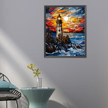 Load image into Gallery viewer, Lighthouse Glass Painting 40*50CM (canvas) Full Round Drill Diamond Painting
