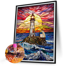 Load image into Gallery viewer, Lighthouse Glass Painting 40*50CM (canvas) Full Round Drill Diamond Painting
