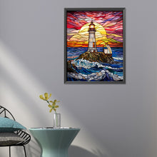 Load image into Gallery viewer, Lighthouse Glass Painting 40*50CM (canvas) Full Round Drill Diamond Painting
