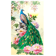 Load image into Gallery viewer, Flower Peafowl 30x47cm(canvas) partial round drill diamond painting
