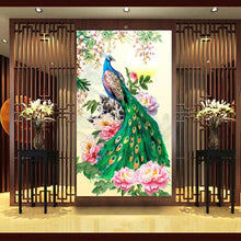 Load image into Gallery viewer, Flower Peafowl 30x47cm(canvas) partial round drill diamond painting
