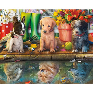 Puppy Party 50*40CM (canvas) Full Square Drill Diamond Painting