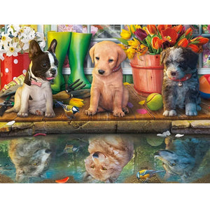 Puppy Party 50*40CM (canvas) Full Round Drill Diamond Painting