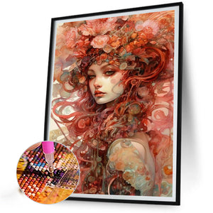 Flower Painted Girl 40*50CM (canvas) Full Round Drill Diamond Painting