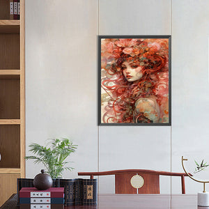 Flower Painted Girl 40*50CM (canvas) Full Round Drill Diamond Painting