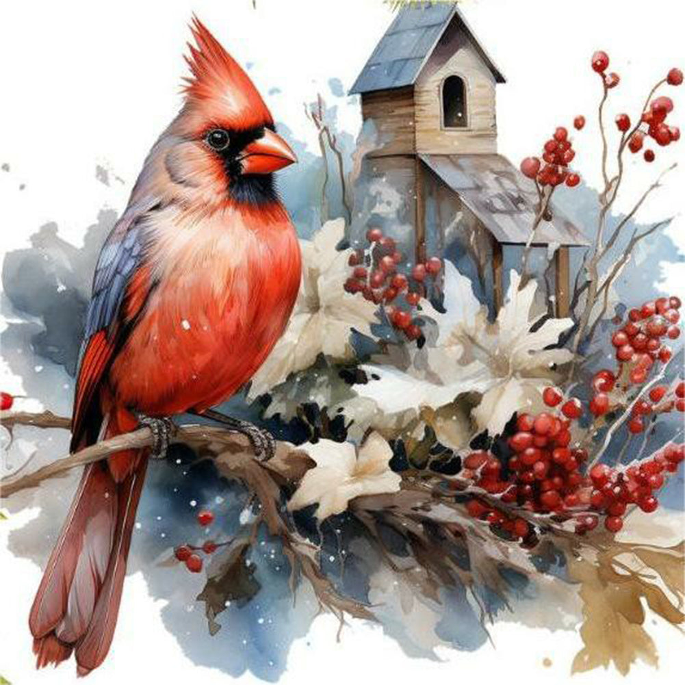 Nordic Cardinal 40*40CM (canvas) Full Round Drill Diamond Painting