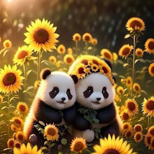 Load image into Gallery viewer, Panda In The Sunflower Field 40*40CM (canvas) Full Round Drill Diamond Painting
