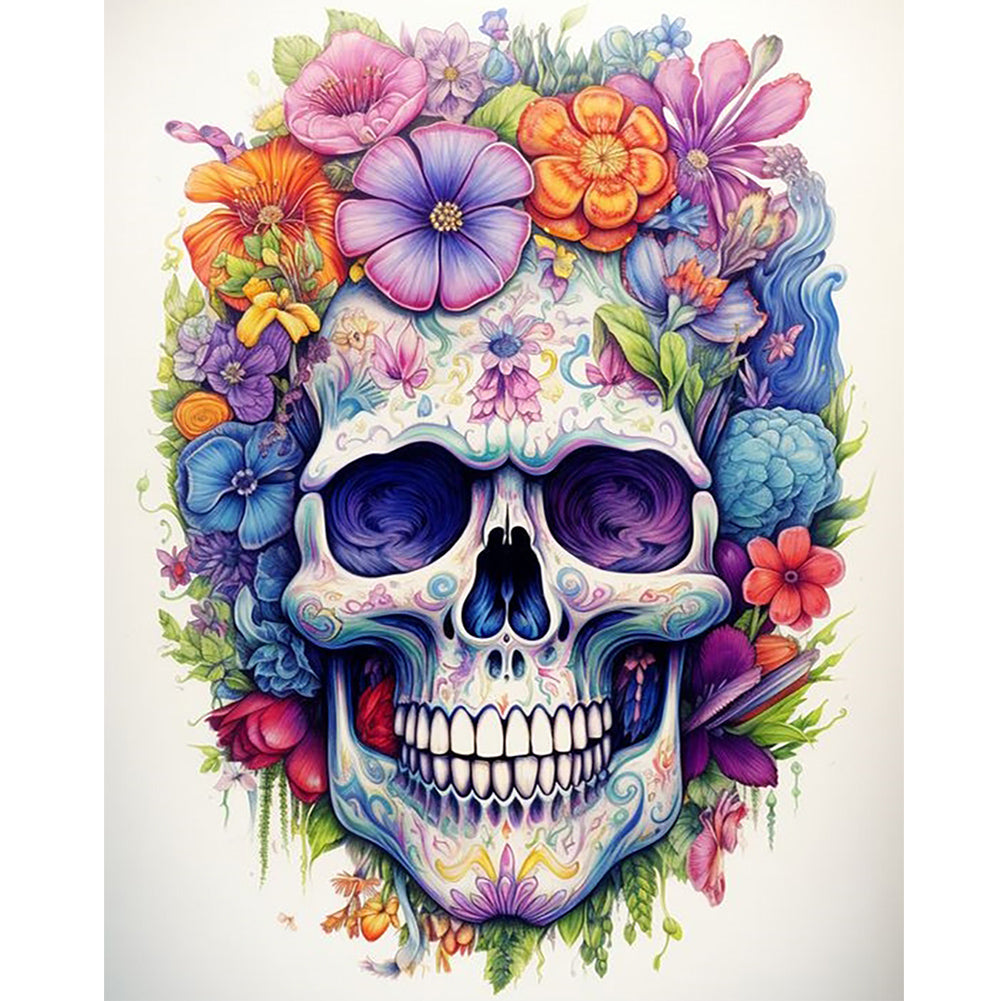 Skull 40*50CM (canvas) Full Round Drill Diamond Painting