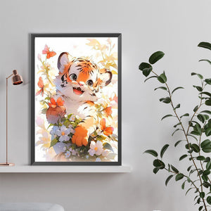 Happy Tiger 40*60CM (canvas) Full Round Drill Diamond Painting