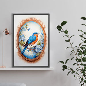 Bluebird In Front Of Painting 40*60CM (canvas) Full Round Drill Diamond Painting