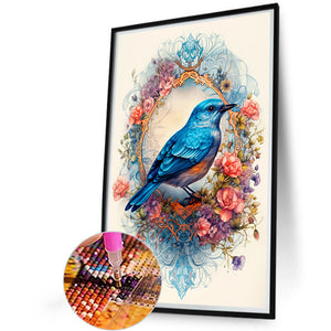 Bluebird In Flower 40*60CM (canvas) Full Round Drill Diamond Painting