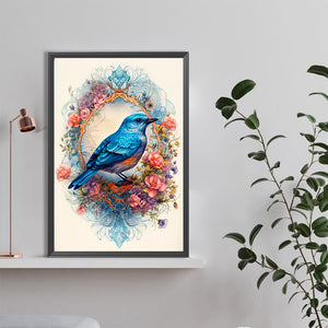 Bluebird In Flower 40*60CM (canvas) Full Round Drill Diamond Painting