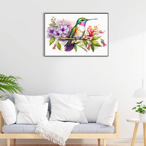 Hummingbird On Flower Branch 60*40CM (canvas) Full Round Drill Diamond Painting