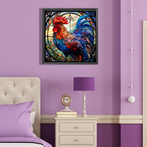 Rooster Glass Painting 40*40CM (canvas) Full Round Drill Diamond Painting