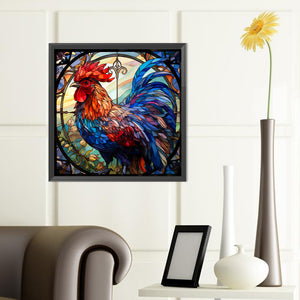 Rooster Glass Painting 40*40CM (canvas) Full Round Drill Diamond Painting