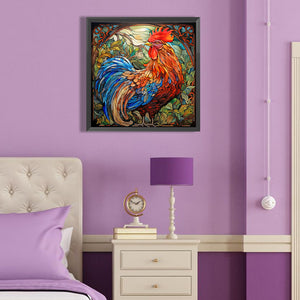 Rooster Glass Painting 40*40CM (canvas) Full Round Drill Diamond Painting