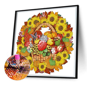 Sunflower Wreath 30*30CM (canvas) Partial Special-Shaped Drill Diamond Painting