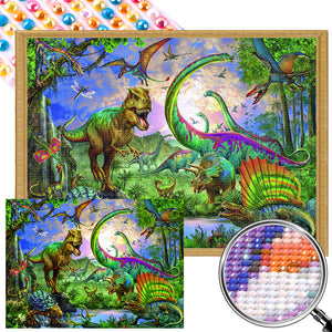 Dinosaur Paradise 55*40CM (canvas) Full Round AB Drill Diamond Painting