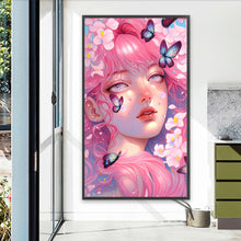 Load image into Gallery viewer, Pink Butterfly Girl 40*70CM (canvas) Full Round AB Drill Diamond Painting
