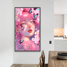 Load image into Gallery viewer, Pink Butterfly Girl 40*70CM (canvas) Full Round AB Drill Diamond Painting
