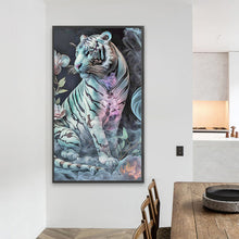 Load image into Gallery viewer, White Tiger 40*70CM (canvas) Full Round AB Drill Diamond Painting
