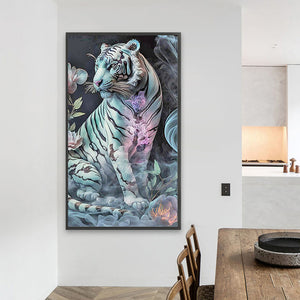 White Tiger 40*70CM (canvas) Full Round AB Drill Diamond Painting