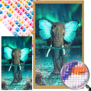 Butterfly Elephant 40*70CM (canvas) Full Round AB Drill Diamond Painting