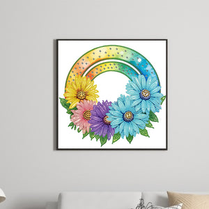 Rainbow Flowers 30*30CM (canvas) Partial Special-Shaped Drill Diamond Painting