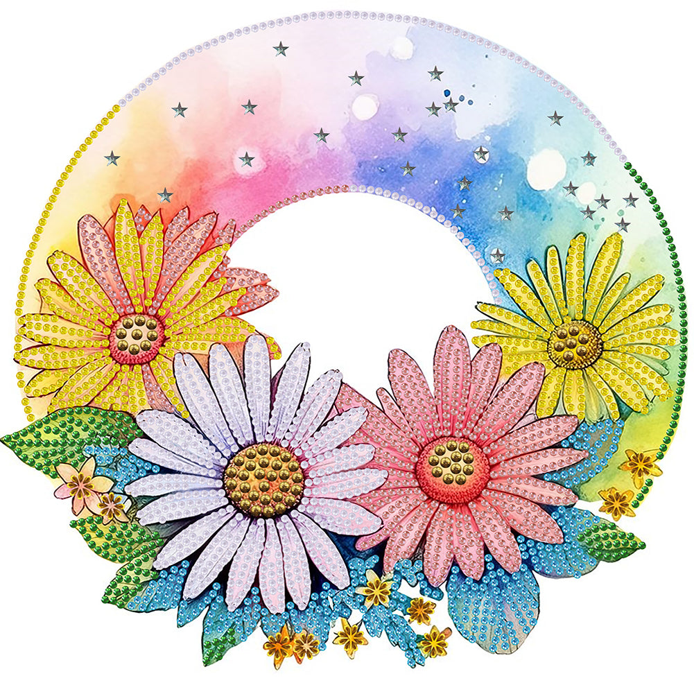 Rainbow Flowers 30*30CM (canvas) Partial Special-Shaped Drill Diamond Painting