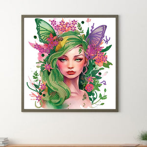 Butterfly Elf Girl 30*30CM (canvas) Partial Special-Shaped Drill Diamond Painting