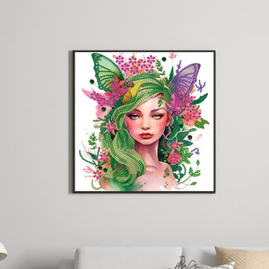 Butterfly Elf Girl 30*30CM (canvas) Partial Special-Shaped Drill Diamond Painting