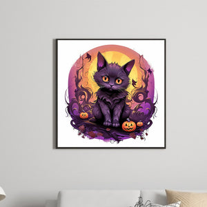 Halloween Black Cat 40*40CM (canvas) Full Round Drill Diamond Painting