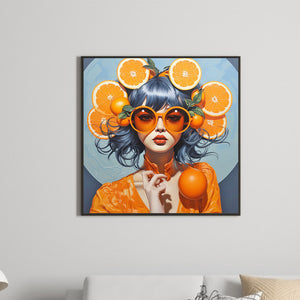 Orange Girl 40*40CM (canvas) Full Round Drill Diamond Painting