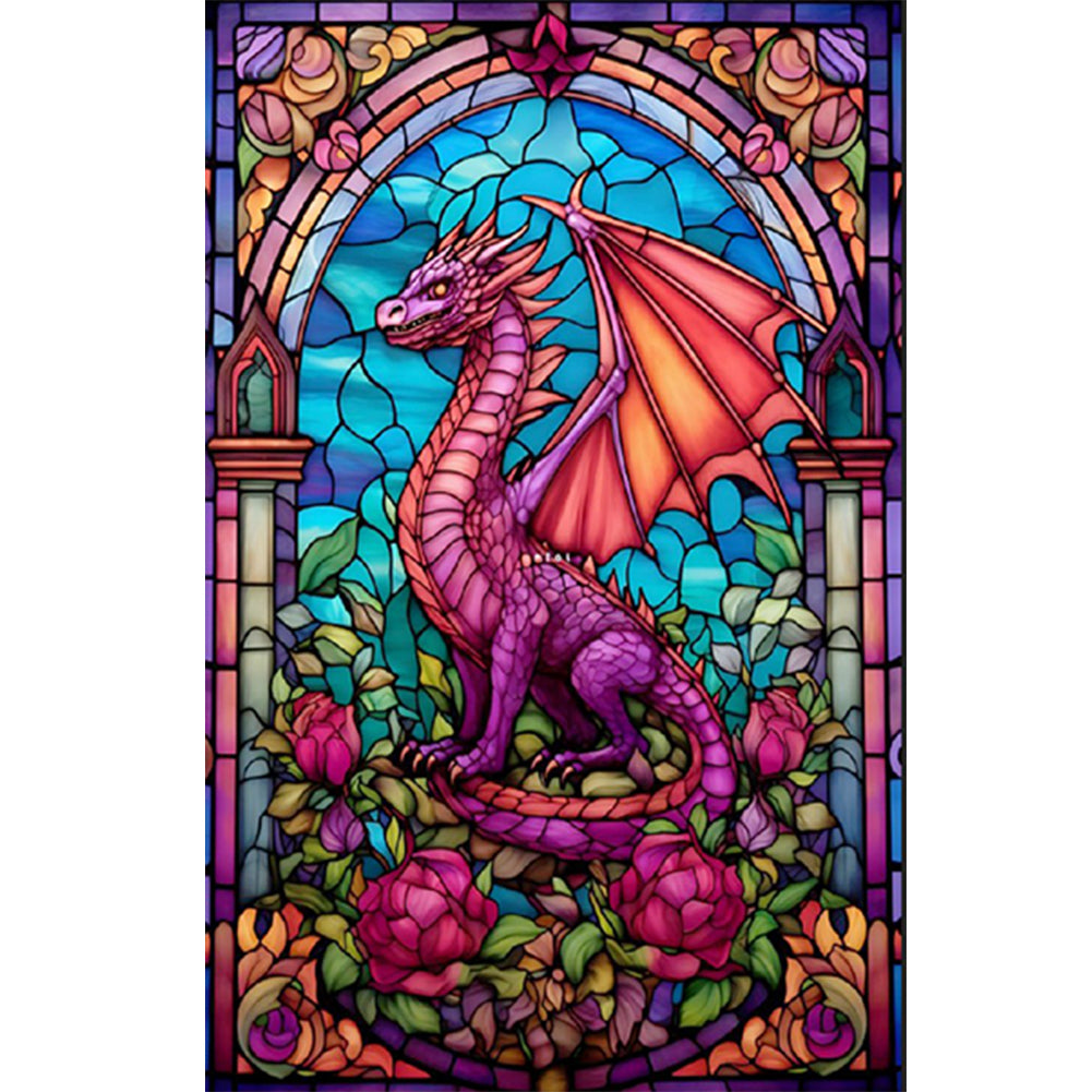 Windowsill Glass Flying Dragon 40*60CM (canvas) Full Round Drill Diamond Painting